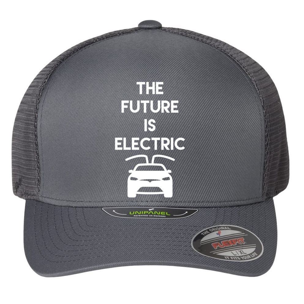 The Future Is Electric Car Flexfit Unipanel Trucker Cap