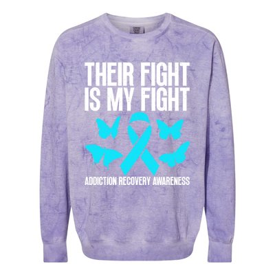 Their Fight Is My Fight Addiction Recovery Matters For Gift Colorblast Crewneck Sweatshirt