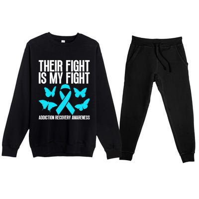 Their Fight Is My Fight Addiction Recovery Matters For Gift Premium Crewneck Sweatsuit Set