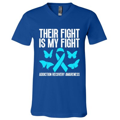 Their Fight Is My Fight Addiction Recovery Matters For Gift V-Neck T-Shirt