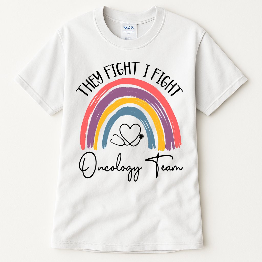 They Fight I Fight Oncology Team Boho Rainbow Tall T-Shirt