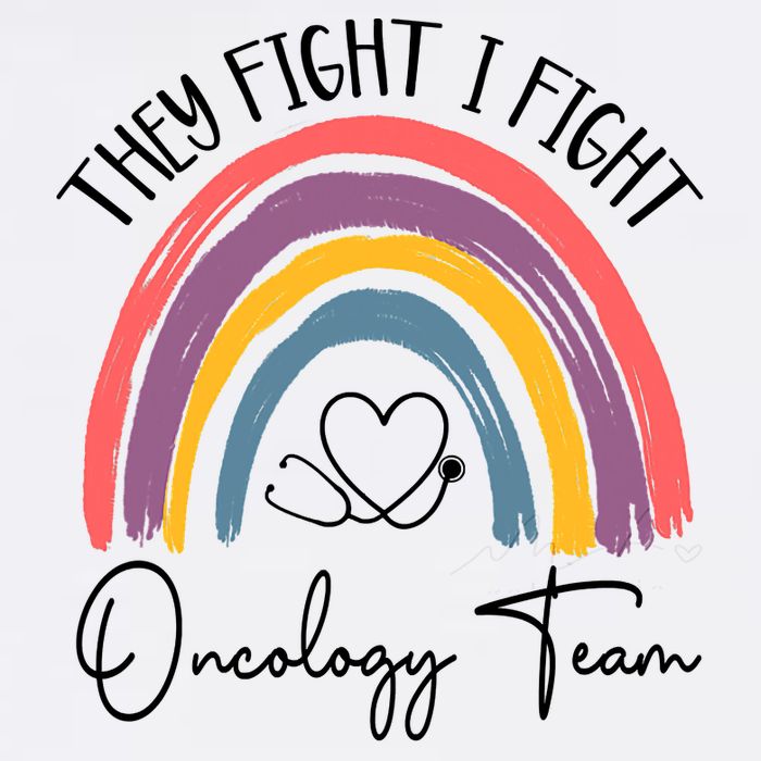 They Fight I Fight Oncology Team Boho Rainbow Flat Bill Trucker Hat