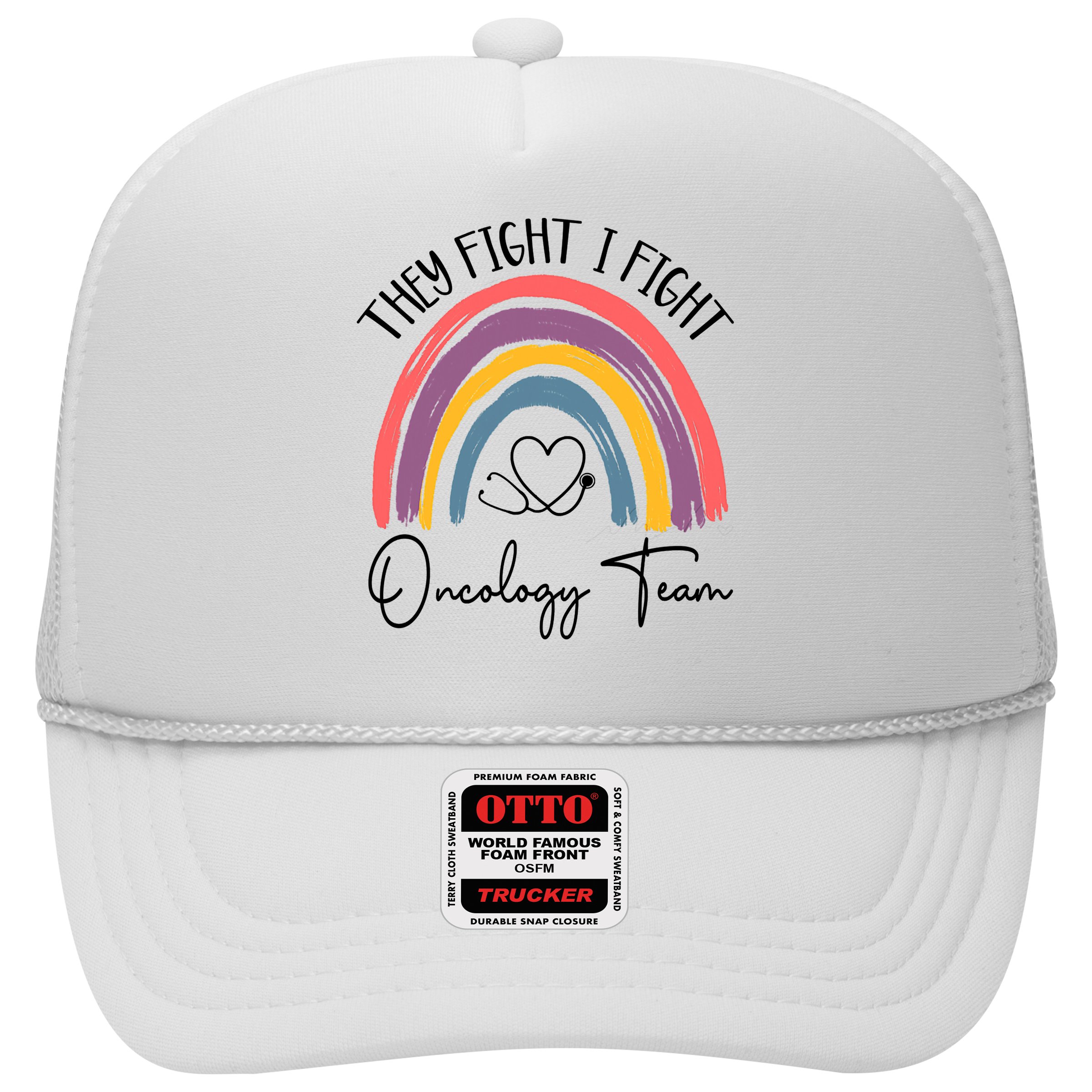 They Fight I Fight Oncology Team Boho Rainbow Hat