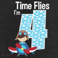 Time Flies I'm 4 4th Birthday Airplane Plane Pilot Flying 7 Panel Mesh Trucker Snapback Hat
