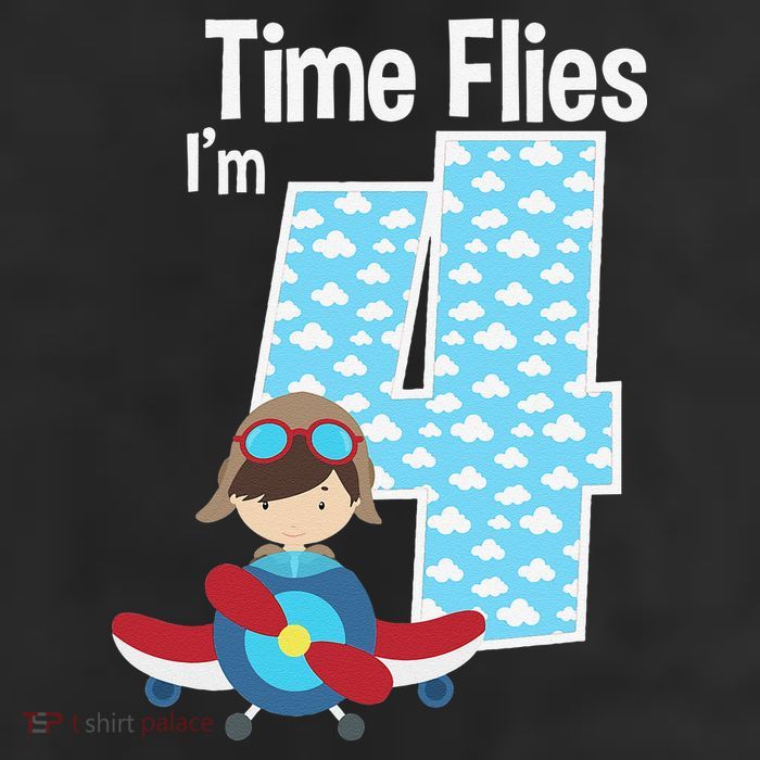 Time Flies I'm 4 4th Birthday Airplane Plane Pilot Flying 7 Panel Mesh Trucker Snapback Hat