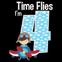 Time Flies I'm 4 4th Birthday Airplane Plane Pilot Flying 16 in Basic Backpack