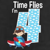 Time Flies I'm 4 4th Birthday Airplane Plane Pilot Flying 25L Jumbo Tote