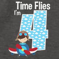 Time Flies I'm 4 4th Birthday Airplane Plane Pilot Flying Vector Backpack