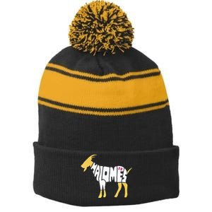 The Farm I Love Goats & Chickens Stripe Pom Pom Beanie