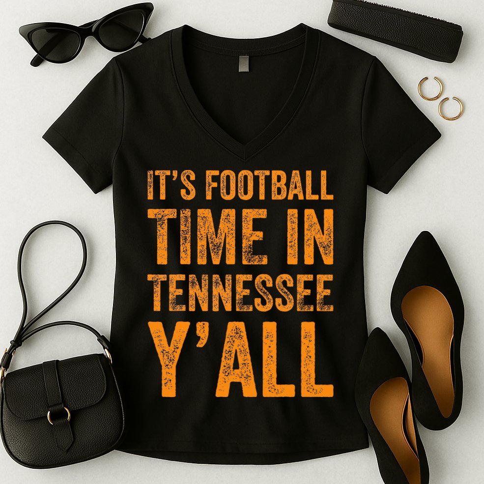 Tennessee Football ItS Football Time In Tennessee Yall Vol Women's V-Neck T-Shirt
