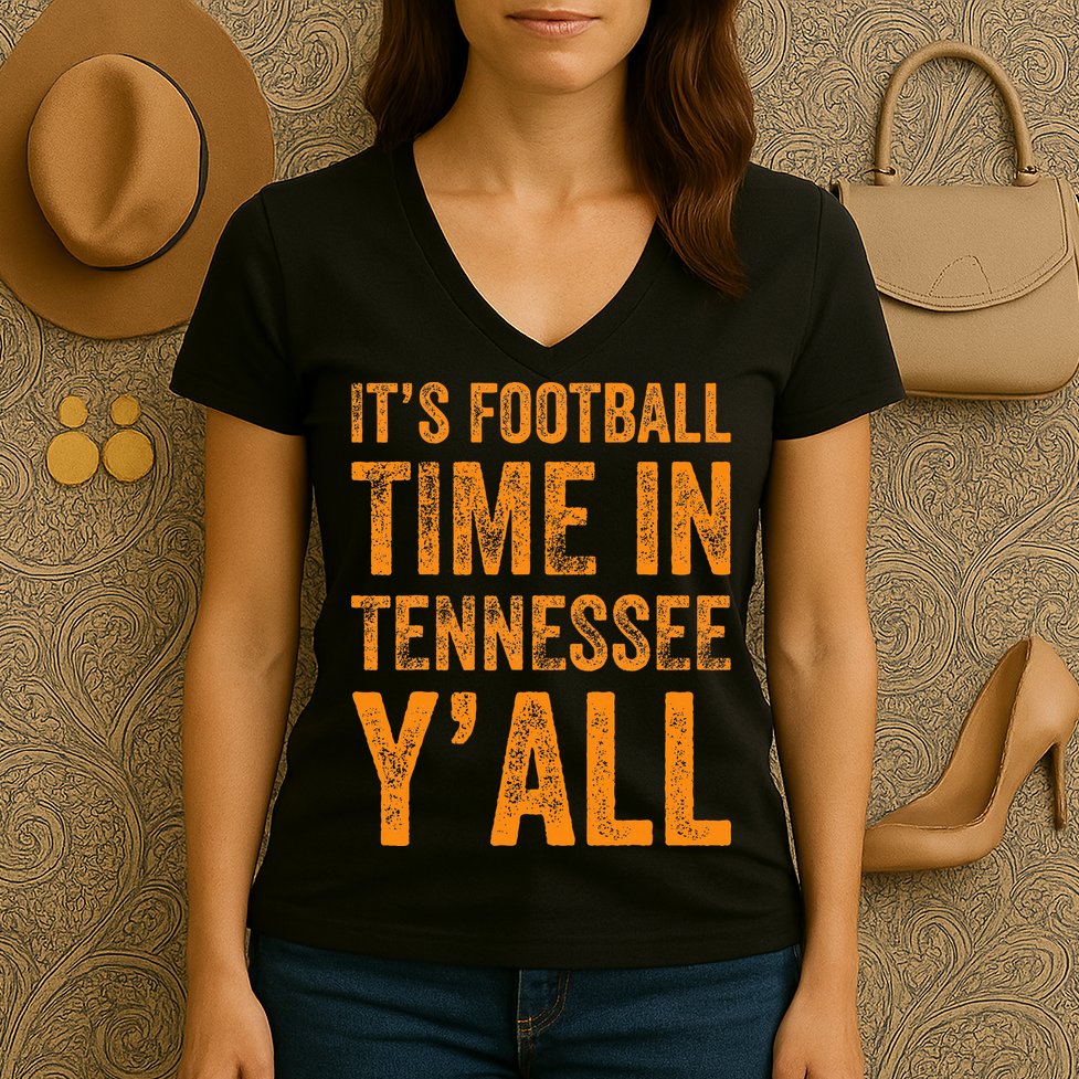 Tennessee Football ItS Football Time In Tennessee Yall Vol Women's V-Neck T-Shirt