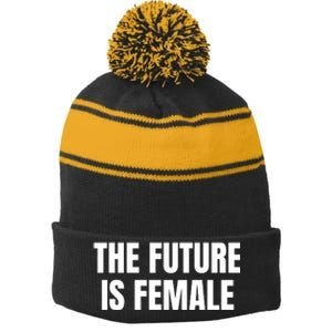 The Future Is Female Stripe Pom Pom Beanie