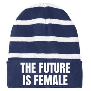 The Future Is Female Striped Beanie with Solid Band