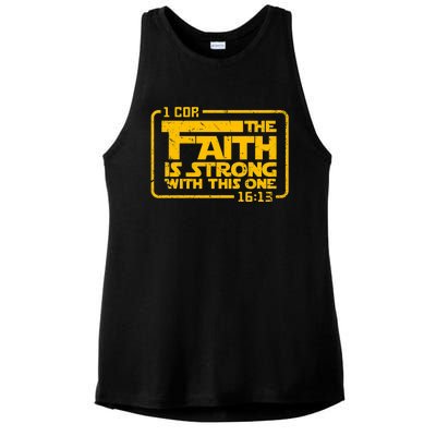 The Faith Is Strong With This One Funny Christian Ladies PosiCharge Tri-Blend Wicking Tank