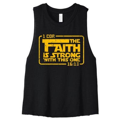 The Faith Is Strong With This One Funny Christian Women's Racerback Cropped Tank