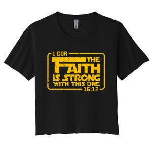 The Faith Is Strong With This One Funny Christian Women's Crop Top Tee