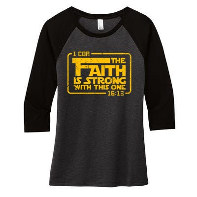 The Faith Is Strong With This One Funny Christian Women's Tri-Blend 3/4-Sleeve Raglan Shirt