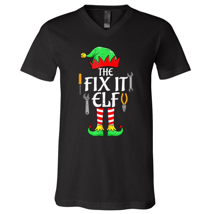 The Fix It Elf Christmas Family Matching V-Neck T-Shirt