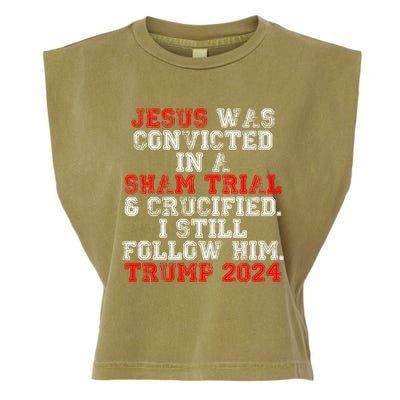 Trump Felon Jesus Convicted Follow Him Christian Trump 2024 Great Gift Garment-Dyed Women's Muscle Tee