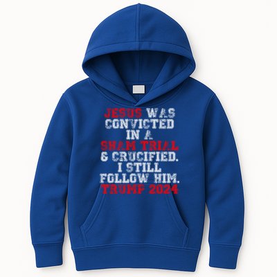 Trump Felon Jesus Convicted Follow Him Christian Trump 2024 Gift Kids Hoodie