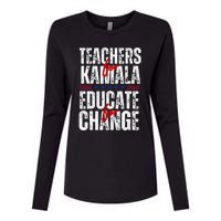 Teachers For Kamala Design Educate For Change Harris 47 Womens Cotton Relaxed Long Sleeve T-Shirt