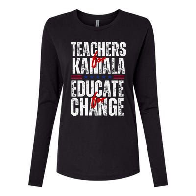 Teachers For Kamala Design Educate For Change Harris 47 Womens Cotton Relaxed Long Sleeve T-Shirt