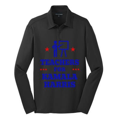 Teachers For Kamala Harris 2024 Election Breaking Barriers Silk Touch Performance Long Sleeve Polo