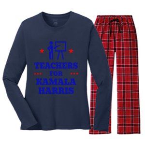 Teachers For Kamala Harris 2024 Election Breaking Barriers Women's Long Sleeve Flannel Pajama Set 