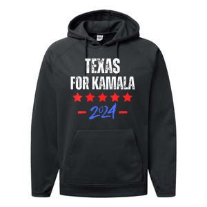 Texas For Kamala 2024 Dnc Kamala Harris Supporter Performance Fleece Hoodie