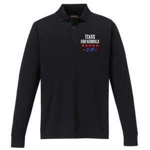 Texas For Kamala 2024 Dnc Kamala Harris Supporter Performance Long Sleeve Polo