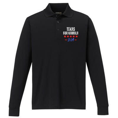 Texas For Kamala 2024 Dnc Kamala Harris Supporter Performance Long Sleeve Polo