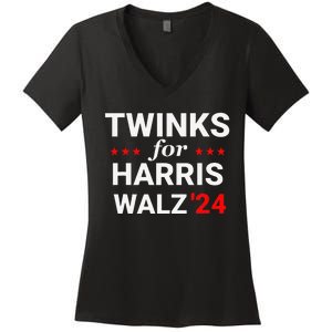 Twinks For Kamala Harris Tim Waltz 2024 Women's V-Neck T-Shirt