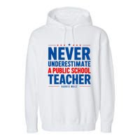 Teachers For Kamala Harris Tim Walz 2024 Madam President Garment-Dyed Fleece Hoodie