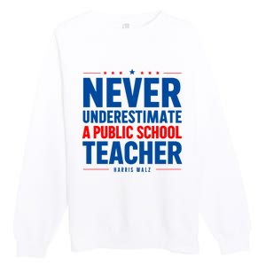 Teachers For Kamala Harris Tim Walz 2024 Madam President Premium Crewneck Sweatshirt