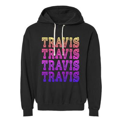 Travis First Last Family Named  Baby Birthday Garment-Dyed Fleece Hoodie