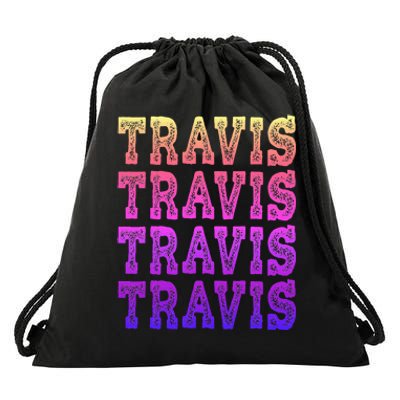 Travis First Last Family Named  Baby Birthday Drawstring Bag