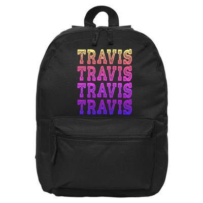 Travis First Last Family Named  Baby Birthday 16 in Basic Backpack