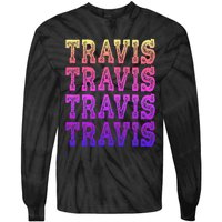 Travis First Last Family Named  Baby Birthday Tie-Dye Long Sleeve Shirt