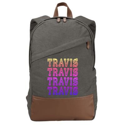 Travis First Last Family Named  Baby Birthday Cotton Canvas Backpack