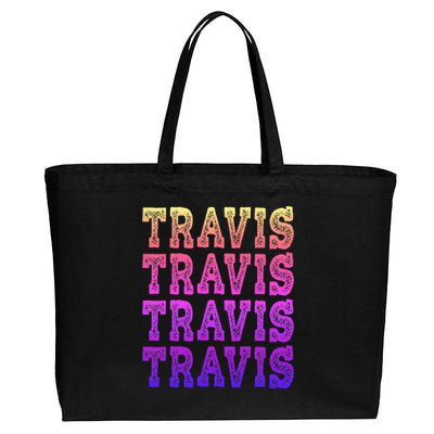 Travis First Last Family Named  Baby Birthday Cotton Canvas Jumbo Tote