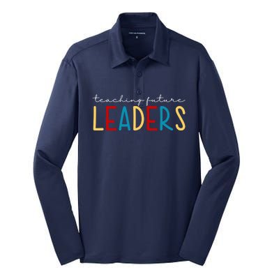 Teaching Future Leaders Gift For Teacher Silk Touch Performance Long Sleeve Polo