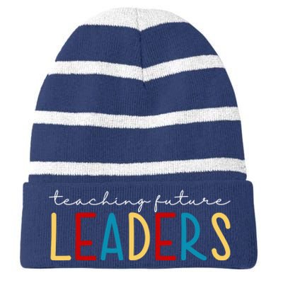 Teaching Future Leaders Gift For Teacher Striped Beanie with Solid Band