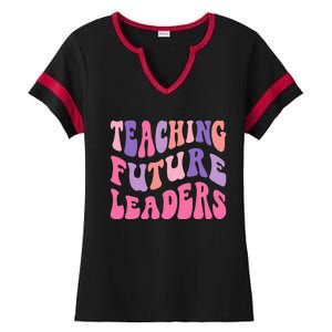 Teaching Future Leaders Gift for Teacher lovers Ladies Halftime Notch Neck Tee