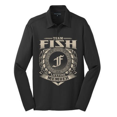 Team Fish Lifetime Member Vintage Fish Family Gift Silk Touch Performance Long Sleeve Polo