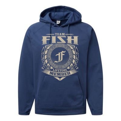 Team Fish Lifetime Member Vintage Fish Family Gift Performance Fleece Hoodie