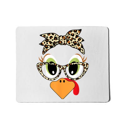 Turkey Face Leopard Headband Glasses Thanksgiving Women Girl Mousepad