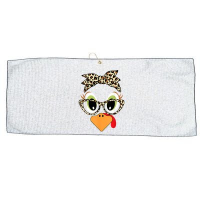 Turkey Face Leopard Headband Glasses Thanksgiving Women Girl Large Microfiber Waffle Golf Towel