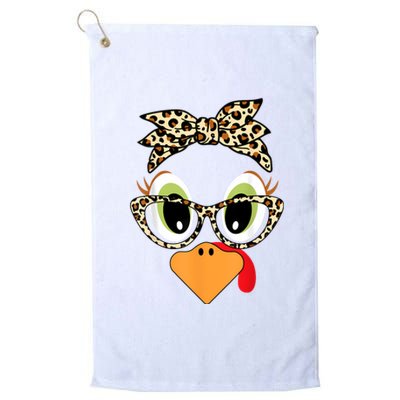 Turkey Face Leopard Headband Glasses Thanksgiving Women Girl Platinum Collection Golf Towel