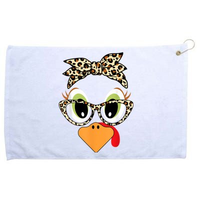 Turkey Face Leopard Headband Glasses Thanksgiving Women Girl Grommeted Golf Towel