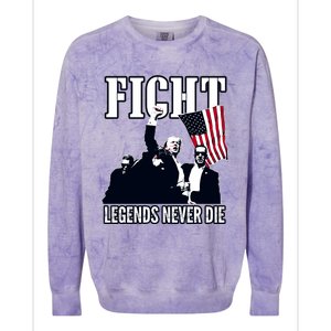 Trump Fight Legends Never Die Colorblast Crewneck Sweatshirt